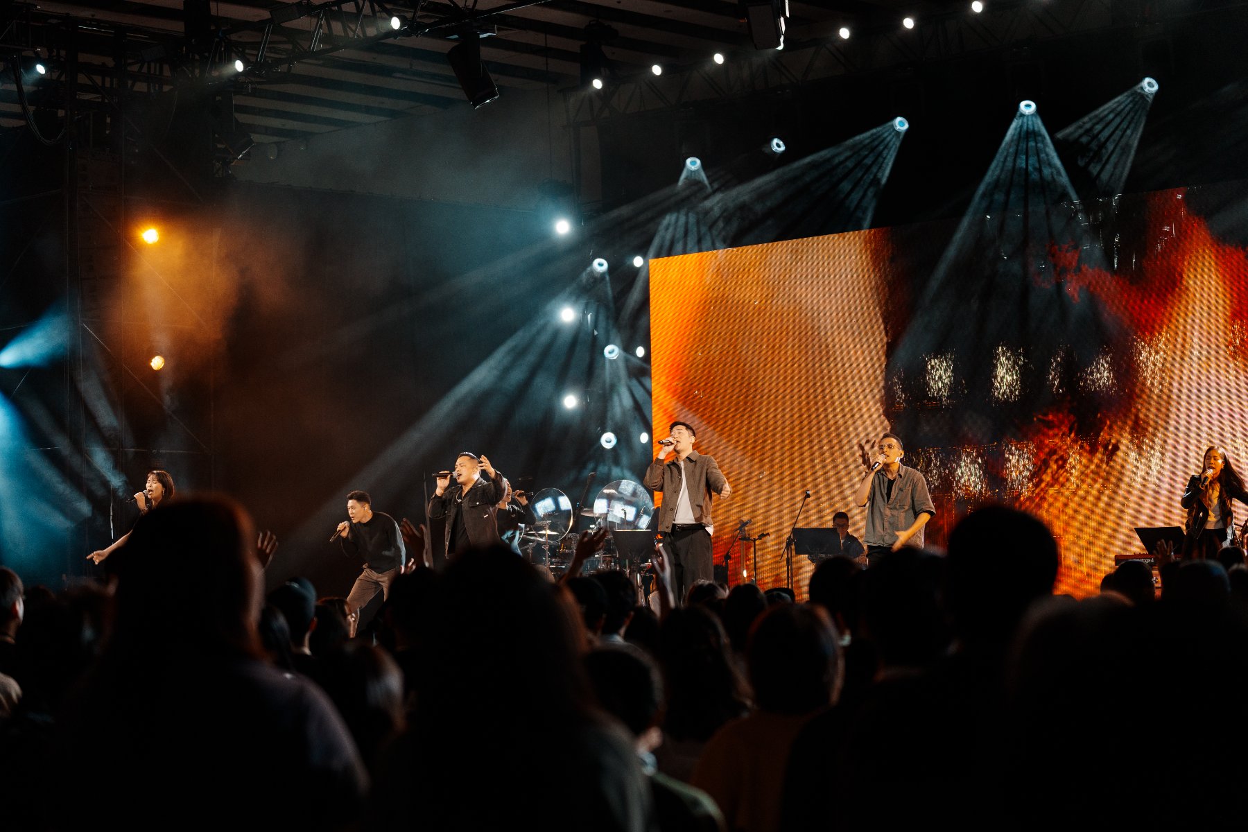LumiPro fixtures lighting a live band